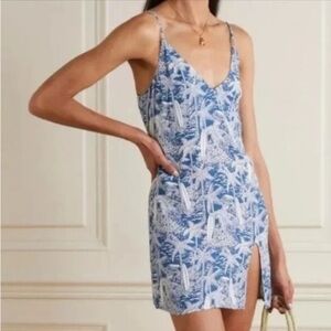 Reformation NWT XS Marlow Bali Surf Palm Tree Mini dress extra small blue new
